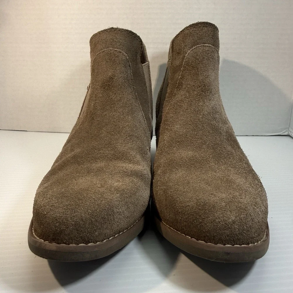 Me Too Zasper Leather Suede Tan Heeled Ankle Boots Booties Women's Sz 8M Cut Out - Picture 6 of 14